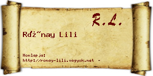 Rónay Lili névjegykártya