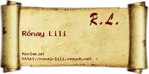 Rónay Lili névjegykártya